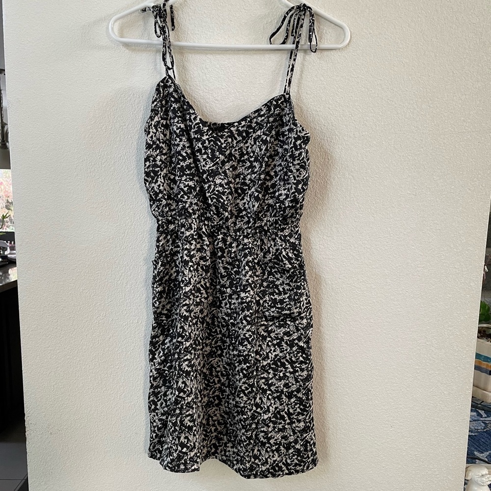 Smoke and Mirrors black speckled pattern mini dress with tie straps